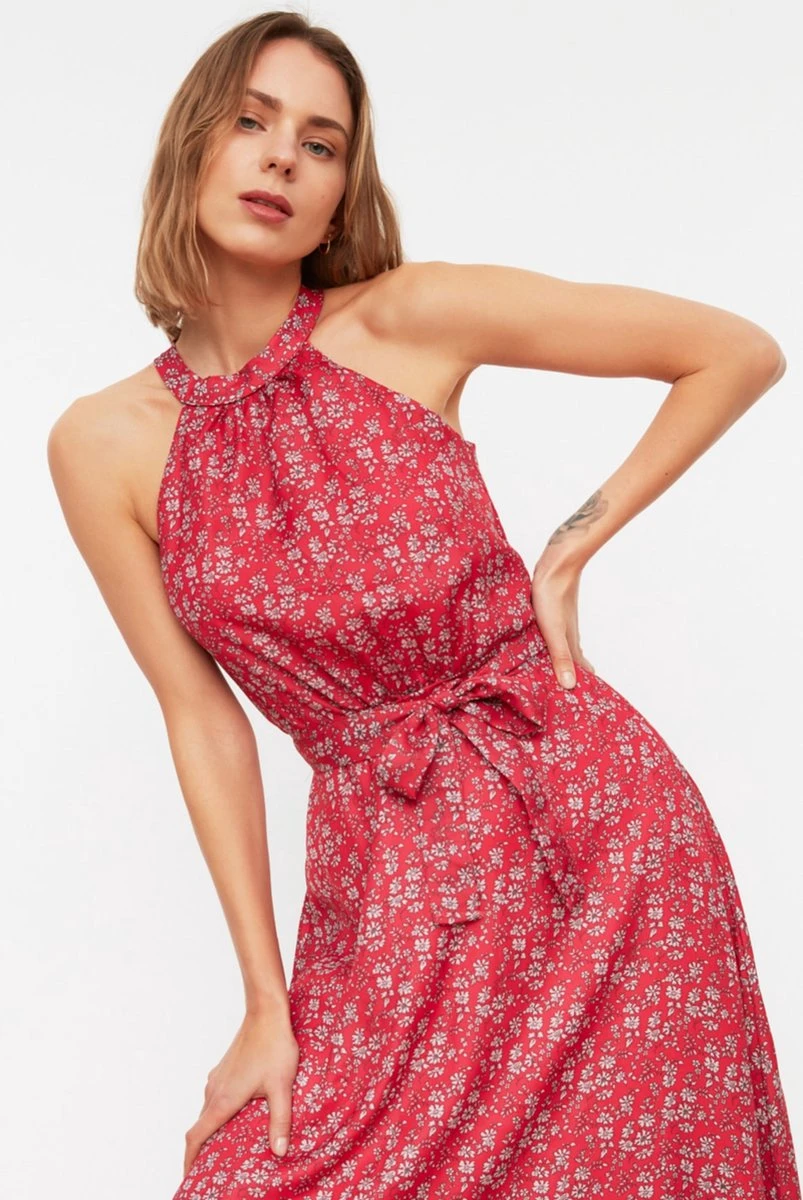 Trendyol Vrouwen Standaard Mouw Halternek A-lijn Jurk 9 Trendyol Vrouwen Standaard Mouw Halternek A-lijn Jurk - Afbeelding 7