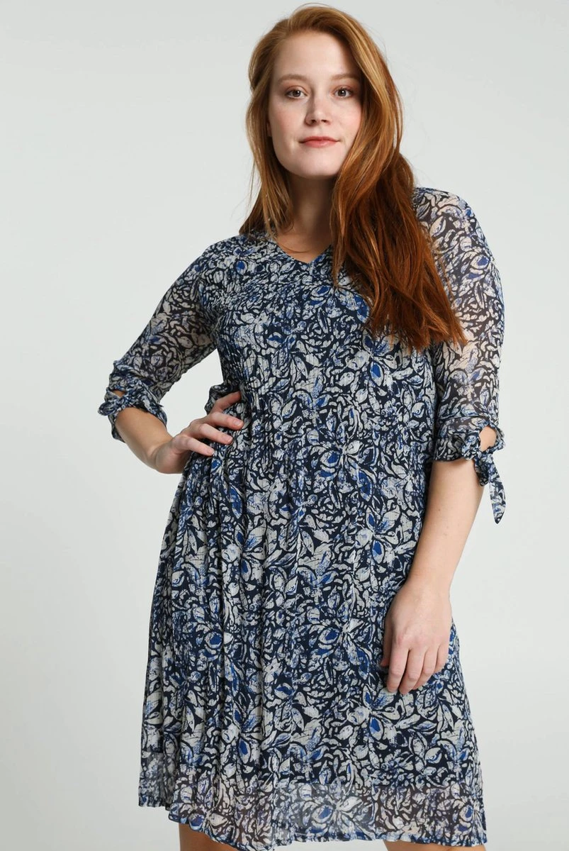 Cassis Lange Jurk Met Abstract Bloemenmotief En Plissé-effect 3 Cassis Lange Jurk Met Abstract Bloemenmotief En Plissé-effect