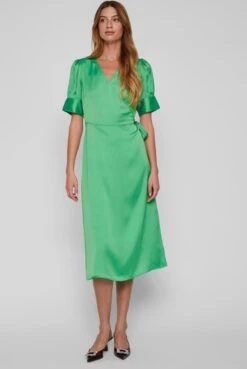 Vila Jurk Vinaria S/s Wrap Midi Dress/dc/su 14083215 Green Bee Dames Maat - 44 -Trendyo Trendy Winkel 804x1200 20