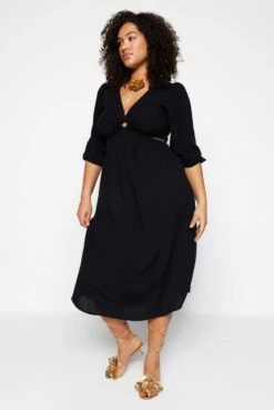 Trendyol Vrouwen Standaard Mouw V-hals A-lijn Plus Size Jurk -Trendyo Trendy Winkel 804x1200 22