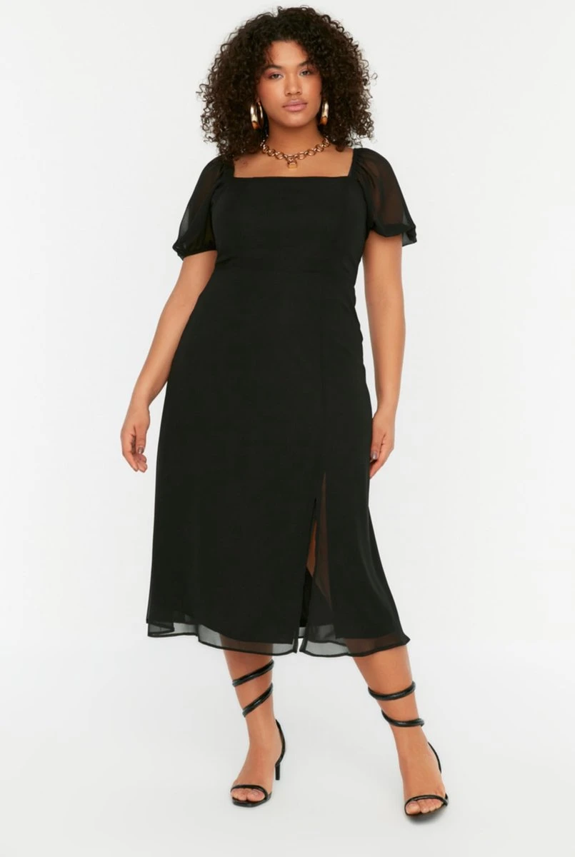 Trendyol Vrouwen Ballon Mouw Vierkante Kraag A-lijn Plus Size Jurk 8 Trendyol Vrouwen Ballon Mouw Vierkante Kraag A-lijn Plus Size Jurk - Afbeelding 6