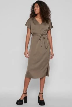 Vila Jurk Viellette V-neck S/s Dress/su - Noo 14078865 Walnut Dames Maat - 38 -Trendyo Trendy Winkel 805x1200 6