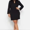 Trendyol Vrouwen Ballon Mouw Staande Kraag Bodycon Plus Size Jurk