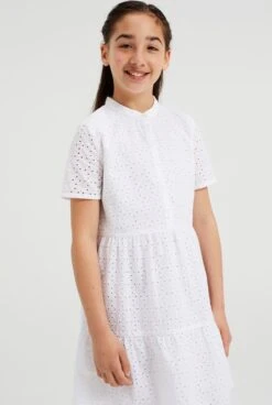 WE Fashion Meisjes Jurk Met Broderie Anglaise -Trendyo Trendy Winkel 806x1200