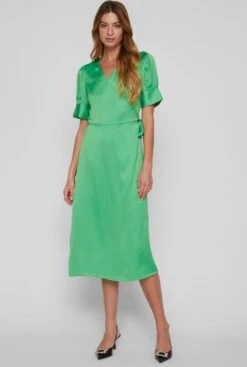 Vila Jurk Vinaria S/s Wrap Midi Dress/dc/su 14083215 Green Bee Dames Maat - 44 -Trendyo Trendy Winkel 807x1200 29