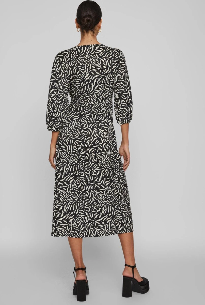 Vila Jurk Visteffi Zafia 3/4 Midi Wrap Dress/su 14086515 Black/zafia Dames Maat - M 6 Vila Jurk Visteffi Zafia 3/4 Midi Wrap Dress/su 14086515 Black/zafia Dames Maat - M - Afbeelding 4
