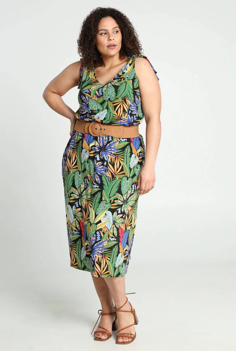 Paprika Lange Jurk In Viscose Met Hawai Print En Smalle Schouderbandjes 7 Paprika Lange Jurk In Viscose Met Hawai Print En Smalle Schouderbandjes - Afbeelding 5