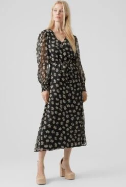 Vero Moda Jurk Vmpica L/s V-neck 7/8 Dress Wvn Btq Black Dames Maat - M -Trendyo Trendy Winkel 809x1200 21
