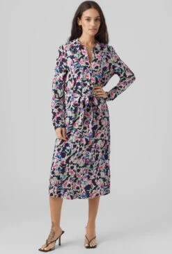 VERO MODA VMBONNI BAY LS CALF SHIRT DRESS WVN LCS Dames Jurk - Maat M -Trendyo Trendy Winkel 809x1200 3