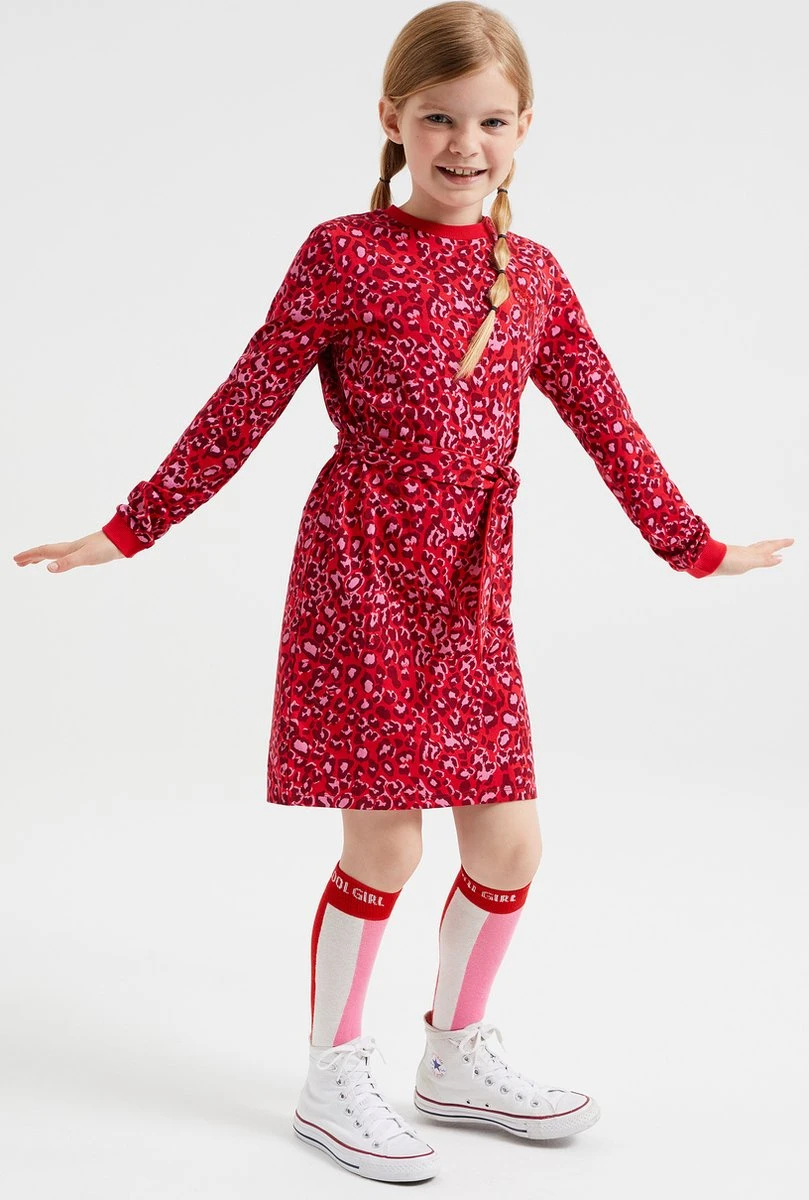 WE Fashion Meisjes Jurk Met Dessin En Strikceintuur - Maat 122/128 4 WE Fashion Meisjes Jurk Met Dessin En Strikceintuur - Maat 122/128 - Afbeelding 2