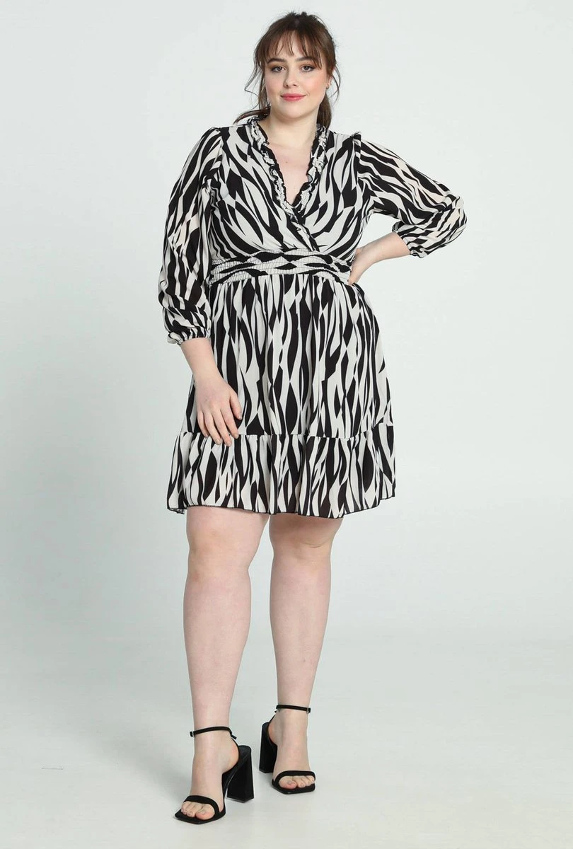 Paprika Korte Jurk Met Grafische Print, Fronsjes En Smokwerk 11 Paprika Korte Jurk Met Grafische Print, Fronsjes En Smokwerk - Afbeelding 9