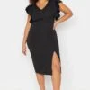 Trendyol Vrouwen Gepofte/ruche Mouw V-hals Bodycon Plus Size Jurk -Trendyo Trendy Winkel 811x1200 1