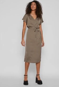 Vila Jurk Viellette V-neck S/s Dress/su - Noo 14078865 Walnut Dames Maat - 38 -Trendyo Trendy Winkel 811x1200 2