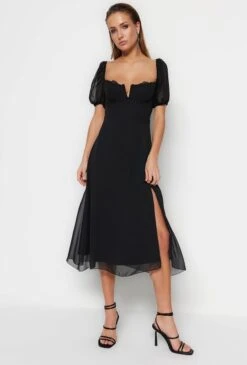 Trendyol Vrouwen Standaard Mouw Lieve Schat Verschuiving Jurk