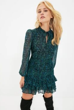 Trendyol Vrouwen Ballon Mouw Staande Kraag A-lijn Jurk -Trendyo Trendy Winkel 813x1200 14