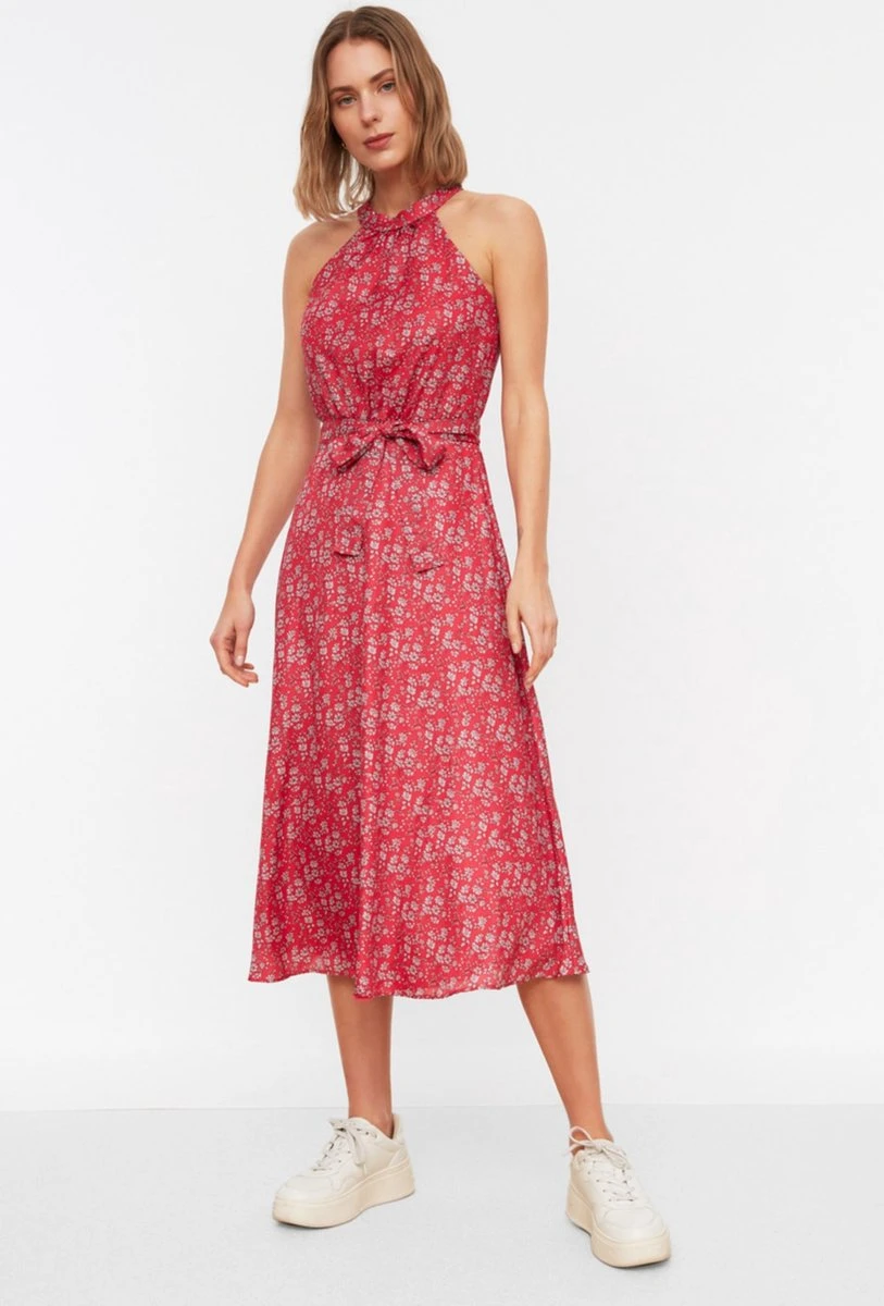 Trendyol Vrouwen Standaard Mouw Halternek A-lijn Jurk 3 Trendyol Vrouwen Standaard Mouw Halternek A-lijn Jurk