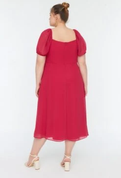 Trendyol Vrouwen Ballon Mouw Vierkante Kraag A-lijn Grote Maten Jurk -Trendyo Trendy Winkel 814x1200 27