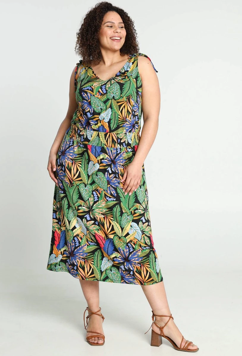 Paprika Lange Jurk In Viscose Met Hawai Print En Smalle Schouderbandjes 11 Paprika Lange Jurk In Viscose Met Hawai Print En Smalle Schouderbandjes - Afbeelding 9