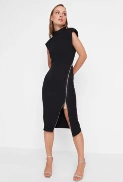 Trendyol Vrouwen Standaard Mouw Staande Kraag Bodycon Jurk -Trendyo Trendy Winkel 814x1200 9