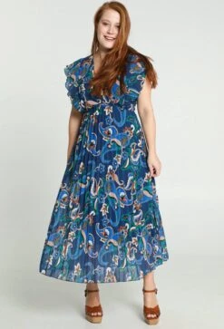 Cassis Lange Plisséjurk Met Gebloemde Kasjmierprint -Trendyo Trendy Winkel 816x1200 19