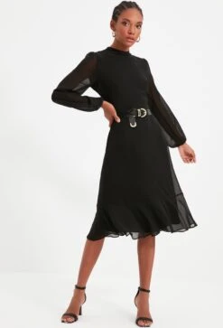 Trendyol Vrouwen Ballon Mouw Staande Kraag A-lijn Jurk -Trendyo Trendy Winkel 816x1200 6