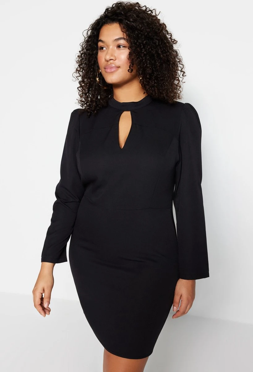 Trendyol Vrouwen Ballon Mouw Staande Kraag Bodycon Plus Size Jurk 4 Trendyol Vrouwen Ballon Mouw Staande Kraag Bodycon Plus Size Jurk - Afbeelding 2