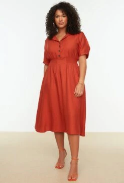 Trendyol Vrouwen Standaard Mouw Kraag A-lijn Plus Size Jurk -Trendyo Trendy Winkel 818x1200 32