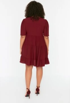 Trendyol Vrouwen Standaard Mouw V-hals A-lijn Grote Maten Jurk -Trendyo Trendy Winkel 820x1200 41