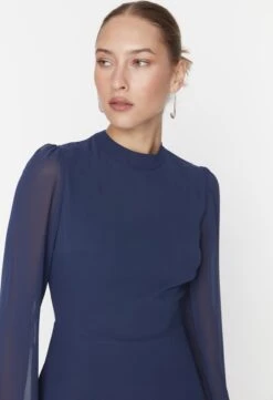 Trendyol Vrouwen Ballon Mouw Staande Kraag A-lijn Jurk -Trendyo Trendy Winkel 822x1200 17