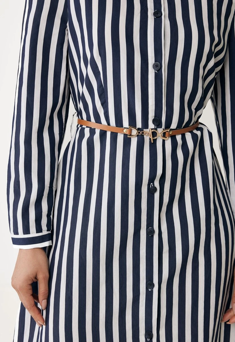 Mexx Striped Maxi Jurk With Lange Mouwens Dames - Navy - Maat XL 5 Mexx Striped Maxi Jurk With Lange Mouwens Dames - Navy - Maat XL - Afbeelding 3