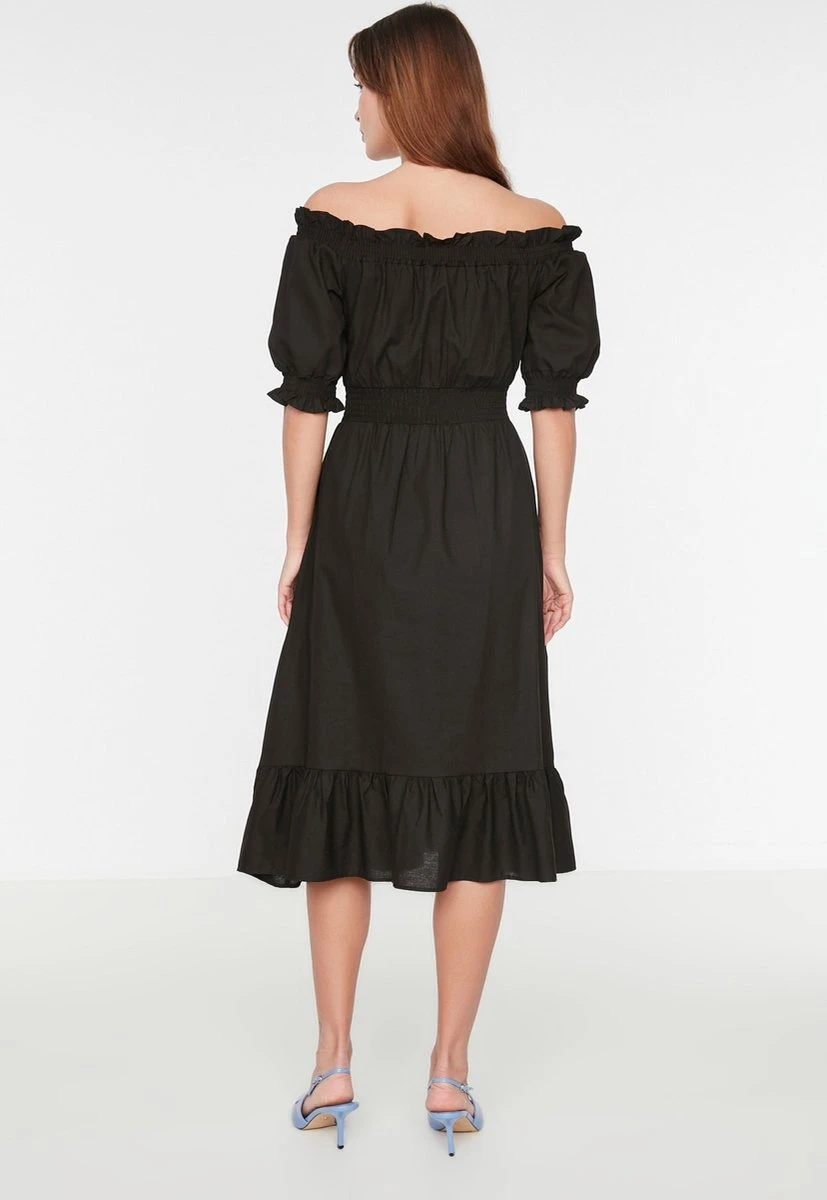 Trendyol Vrouwen Ballon Mouw Carmen Kraag Schaatser Jurk 7 Trendyol Vrouwen Ballon Mouw Carmen Kraag Schaatser Jurk - Afbeelding 5