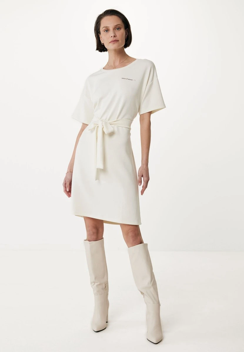 Mexx Knotted Short Sleeve Jurk Dames - Off White - Maat S 3 Mexx Knotted Short Sleeve Jurk Dames - Off White - Maat S