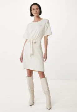 Mexx Knotted Short Sleeve Jurk Dames - Off White - Maat L