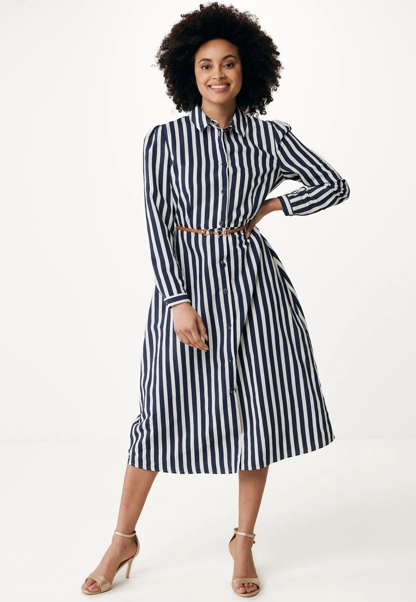 Mexx Striped Maxi Jurk With Lange Mouwens Dames - Navy - Maat XL 3 Mexx Striped Maxi Jurk With Lange Mouwens Dames - Navy - Maat XL