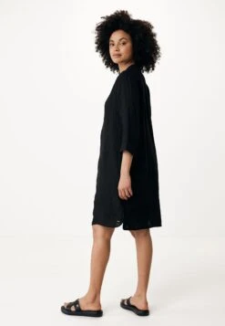 Mexx Straight Linen Jurk Dames - Zwart - Maat XXL