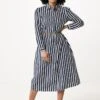 Mexx Striped Maxi Jurk With Lange Mouwens Dames - Navy - Maat L