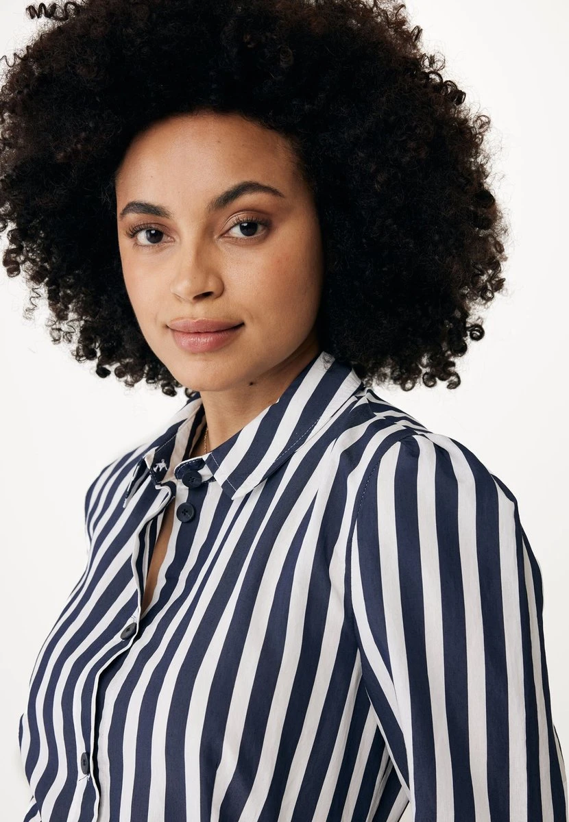 Mexx Striped Maxi Jurk With Lange Mouwens Dames - Navy - Maat L 4 Mexx Striped Maxi Jurk With Lange Mouwens Dames - Navy - Maat L - Afbeelding 2