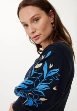 Mexx Gebreide Jurk With Embroidered Sleeves Dames - Navy - Maat M