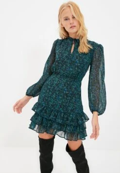 Trendyol Vrouwen Ballon Mouw Staande Kraag A-lijn Jurk -Trendyo Trendy Winkel 837x1200 5