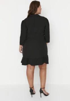 Trendyol Vrouwen Standaard Mouw Reverskraag Basis Grote Maten Jurk -Trendyo Trendy Winkel 838x1200 7