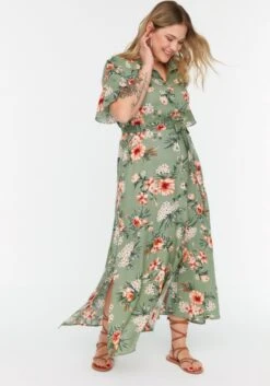 Trendyol Vrouwen Standaard Mouw Kraag Basis Grote Maten Jurk -Trendyo Trendy Winkel 840x1200 172