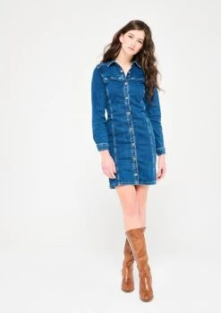 LOLALIZA Denim Overhemd Jurk Met Lange Mouwen - Blauw - Maat 34 -Trendyo Trendy Winkel 846x1200 11