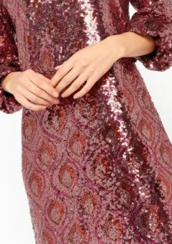 LOLALIZA Jurk Met Pailletten En Zigzagprint - Rood - Maat S -Trendyo Trendy Winkel 846x1200 23