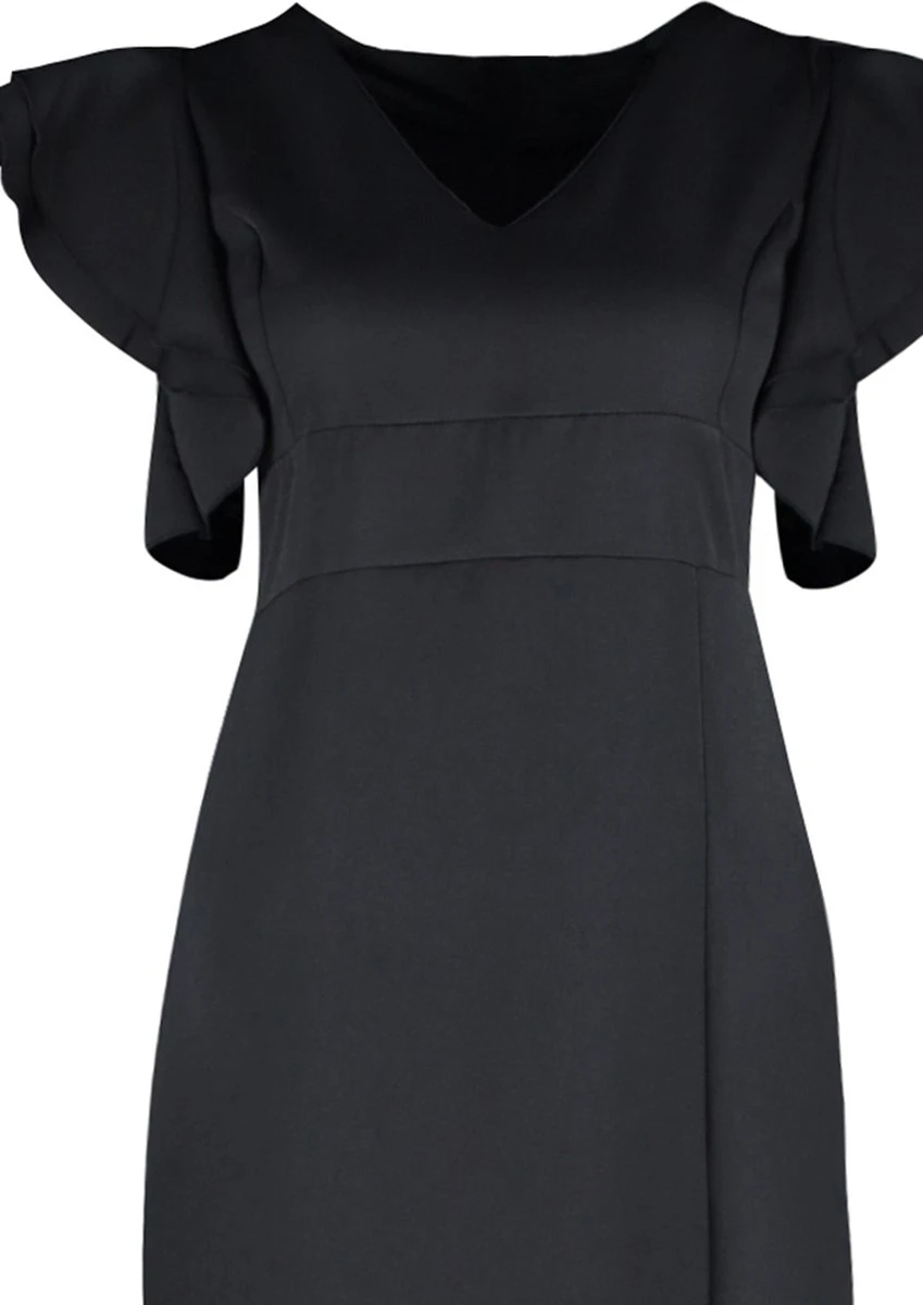 Trendyol Vrouwen Gepofte/ruche Mouw V-hals Bodycon Plus Size Jurk 6 Trendyol Vrouwen Gepofte/ruche Mouw V-hals Bodycon Plus Size Jurk - Afbeelding 4