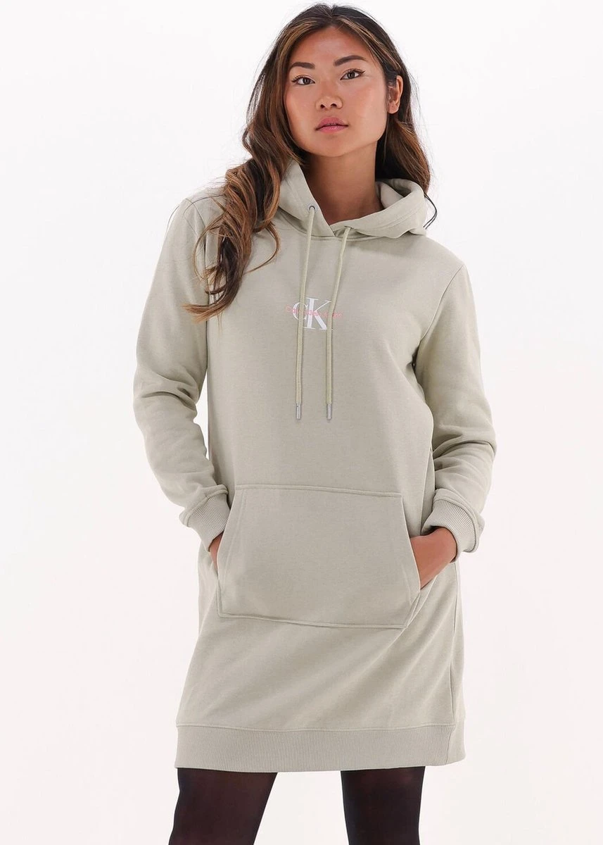 Calvin Klein Monogram Hoodie Dress Jurken Dames - Rok - Jurk - Beige - Maat S 3 Calvin Klein Monogram Hoodie Dress Jurken Dames - Rok - Jurk - Beige - Maat S