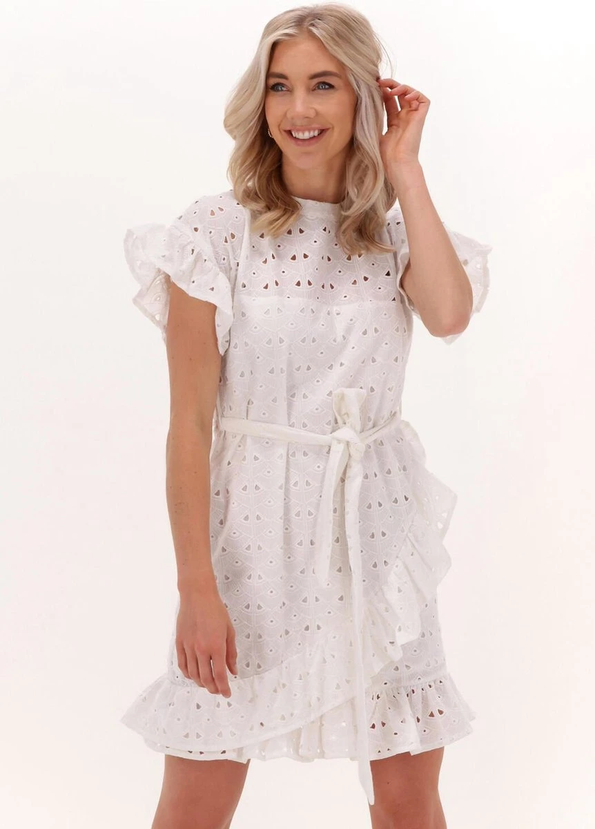 Colourful Rebel Jagger Broodrie Anglaise Jurk Wit Dames - A-lijn - Katoen - M 12 Colourful Rebel Jagger Broodrie Anglaise Jurk Wit Dames - A-lijn - Katoen - M - Afbeelding 10