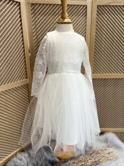 Merkloos Luxe Feestjurk-jurk Met Kant-witte Tule Jurk-communie Jurk-galajurk-bruidsjurk-prinsessen Jurk-danseres Jurk-lange Mouwen-tutu Rok-bruidsmeisjes-bruiloft-verjaardag-fotoshoot-communie-vormsel-lentefeest-ballet-elegant-katoen Polyester-7jaar(maat 122) -Trendyo Trendy Winkel 899x1200 10