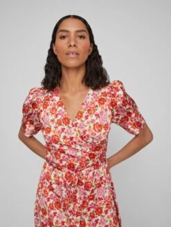 Vila Jurk Vinaria S/s Wrap Midi Dress/dc/su 14083215 Tigerlily/mis Dames Maat - 38 -Trendyo Trendy Winkel 900x1200 176