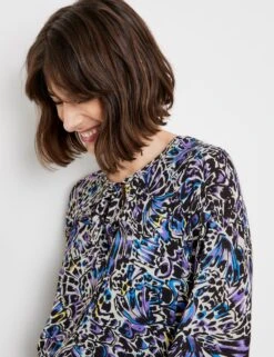 GERRY WEBER Dames Chiffon Jurk Ecru/Weiss/Blau Druck-40 -Trendyo Trendy Winkel 923x1200 35