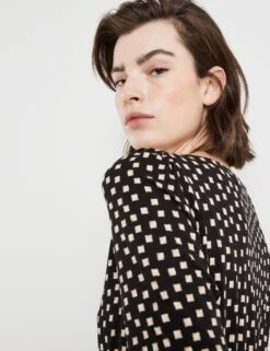 TAIFUN Dames Jersey Jurk Schwarz Gemustert-46 -Trendyo Trendy Winkel 923x1200 48